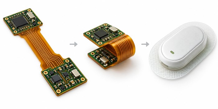 Compact rigid-flex PCB design for a wearable medical device